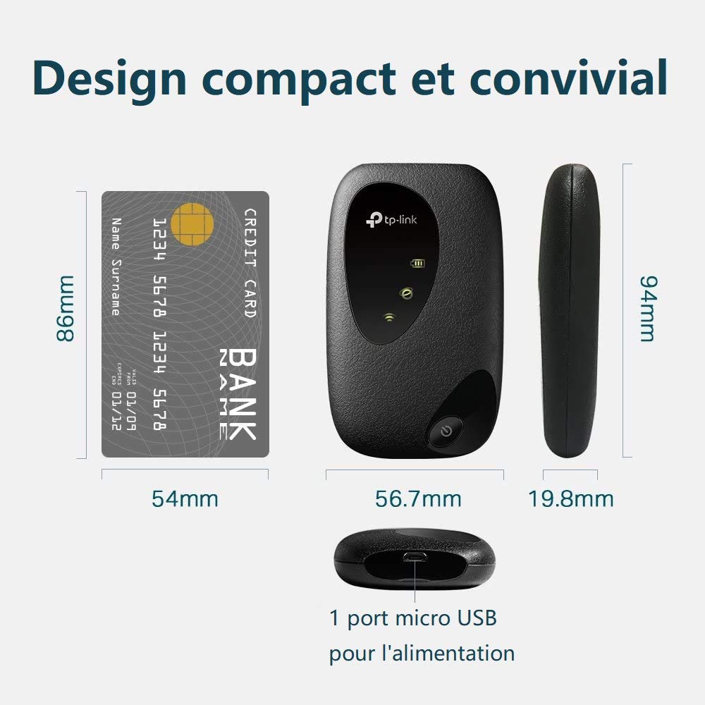 TP-Link Routeur 4G M7000, Modem 4G Mobile WiFi, Box 4G débit 150Mbps, Hotspot 4G, Batterie Rechargeable de 2000mAh, Partage WiFi jusqu'à 10 appareils, Déverrouillé Compatible Toute SIM