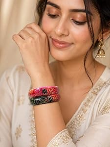 Buy ASD Aarvi Creation Handcrafted Floral Lacquer Bangles