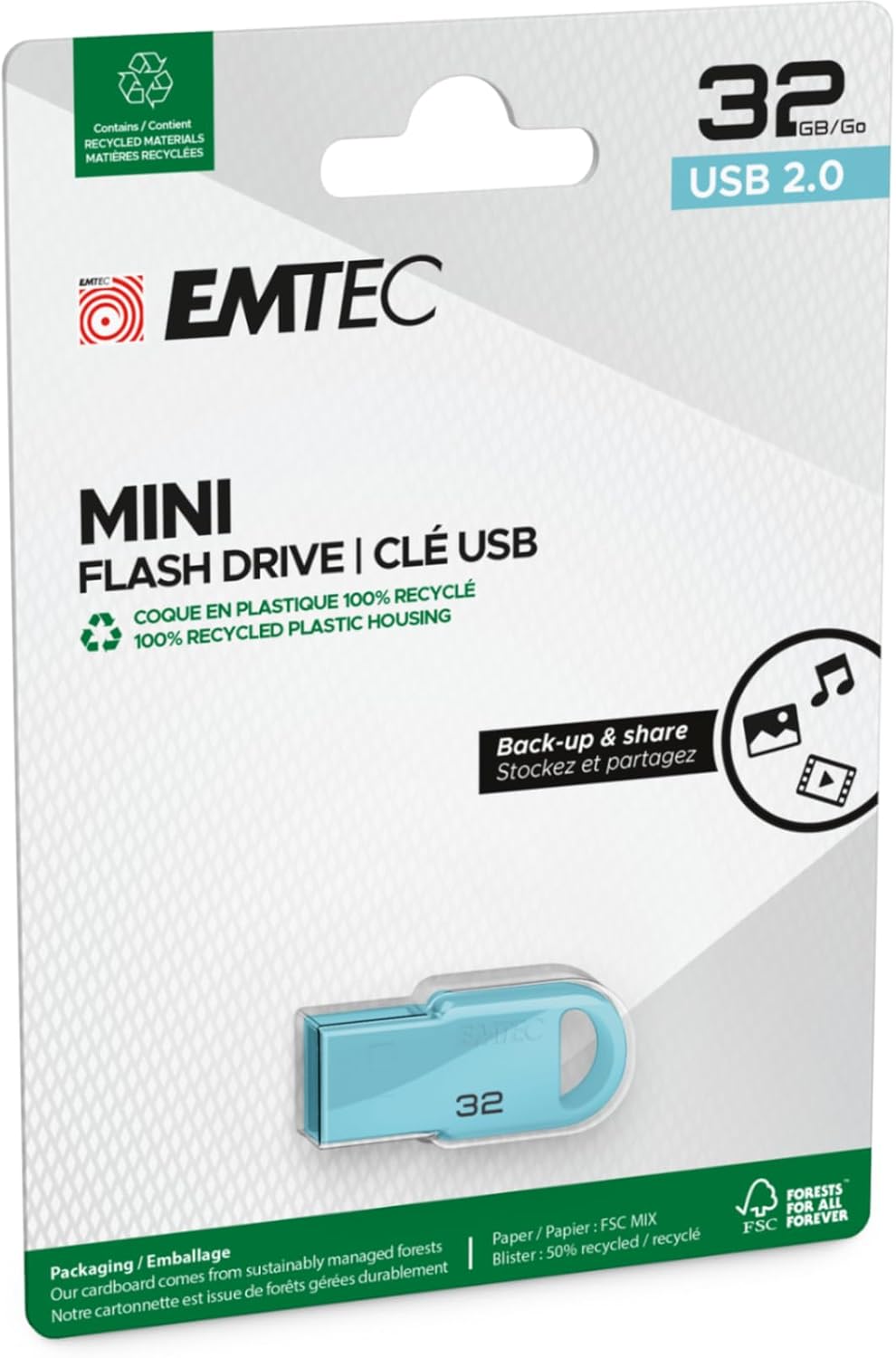 EMTEC ECMMD32GD252 Flash Drive - 32GB USB2.0 D252 Mini