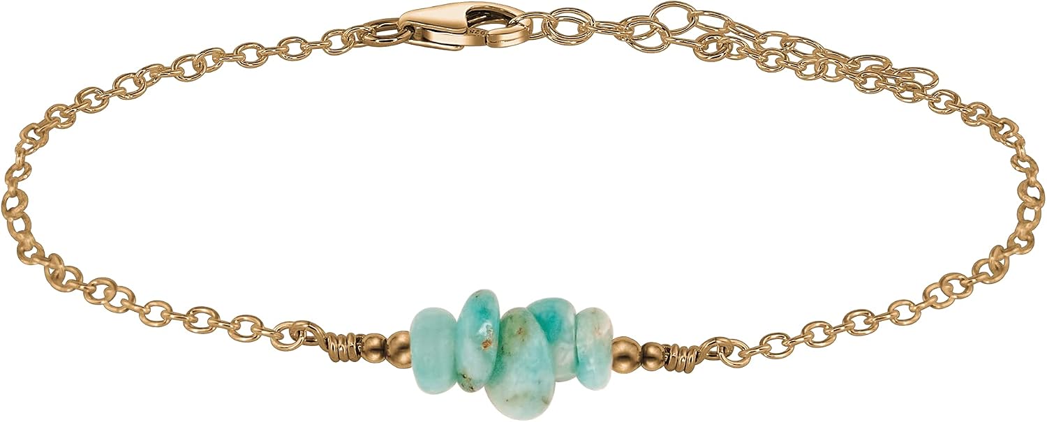 Luna Tide Amazonite Chip Bead Bar Anklet in Bronze