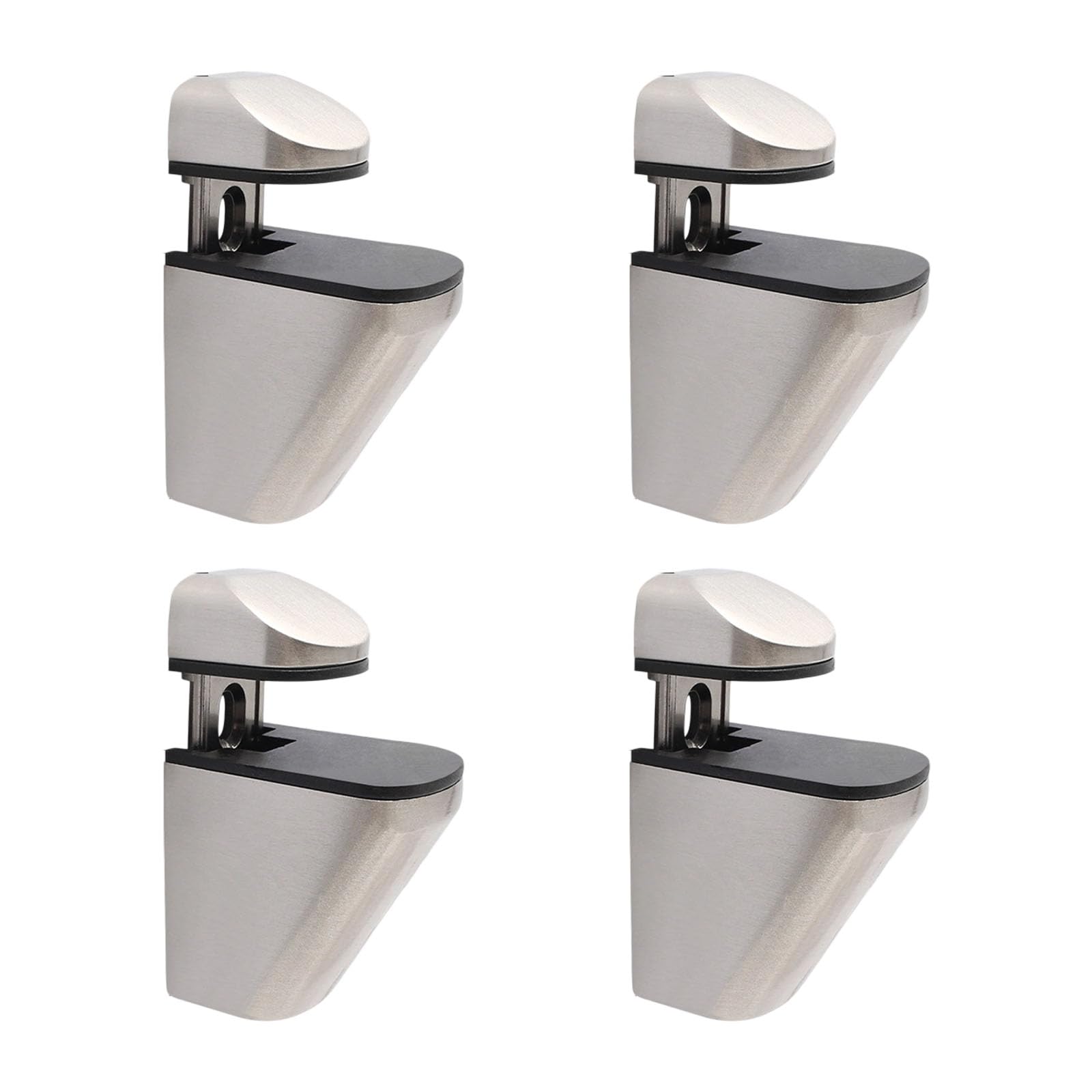 4pc Glass Panel Clamps with Antislip Inserts Adjustable Width Zincs Alloys Construction for Secure Mounting Modern Glass Shelf Brackets