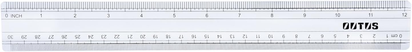 2 Pack Plastic Ruler Straight Ruler Measuring Tool 12 Inches (Clear, 31.4 x 3.8 x 0.3 cm)