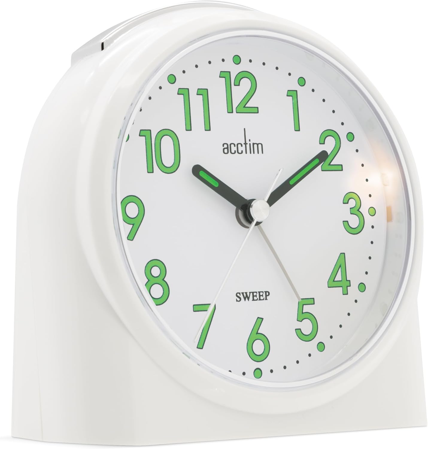 Acctim 14702 Sweeper One Non-Tick Alarm Clock, White