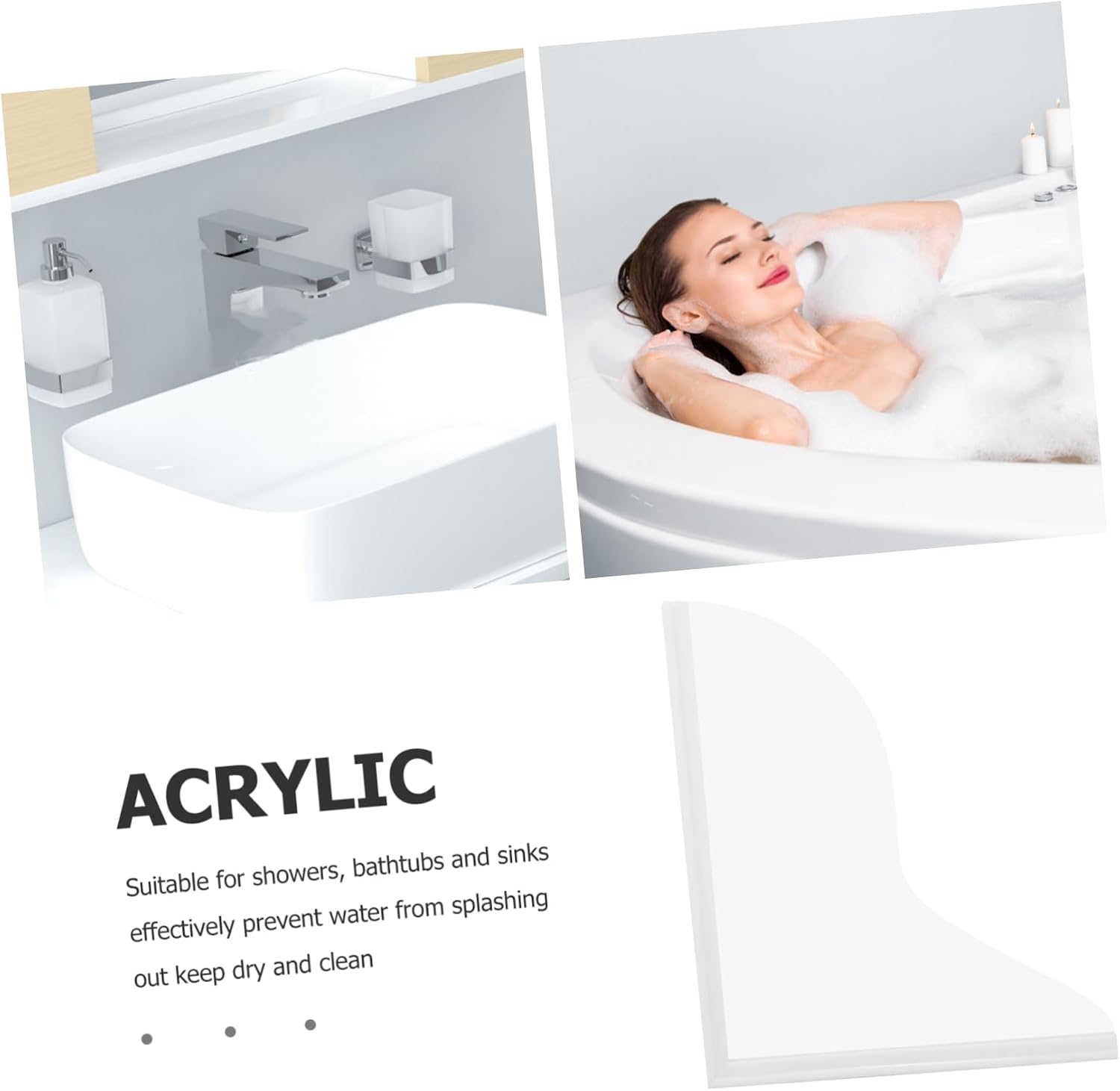 2pcs Transparent Shower Splash Guards Bathtub Water Barriers for Shower Rooms Easy to Install Corner Guards Prevent Water Overflow Kitchen and Bathroom