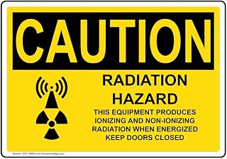 ComplianceSigns.com Caution Radiation Hazard This Equipment OSHA Label Decal, 7x5 inch Vinyl for Process Hazards