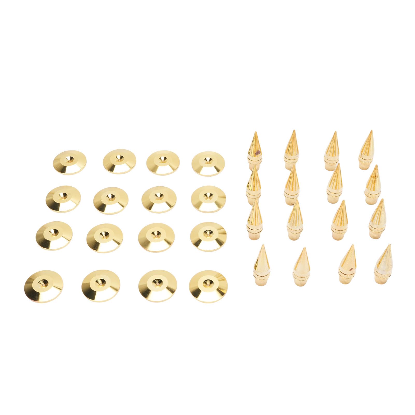 Fockety Kit di piedini isolanti per diffusori, confezione da 16 pezzi. Piedini isolanti in rame regolabili in altezza con base e tappetino per amplificatori, lettori CD/DVD