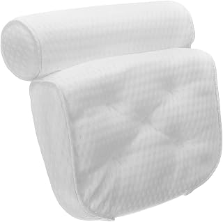 YEERSWAG Bath Pillow for Head And Neck 3d Air Mesh Waterproof Dry Quickly Bath Cushion With Powerful Suction Cups Large Soft Luxury Bath Spa Pillow Bath Headrest Pillow for Most Bathtub White 4D