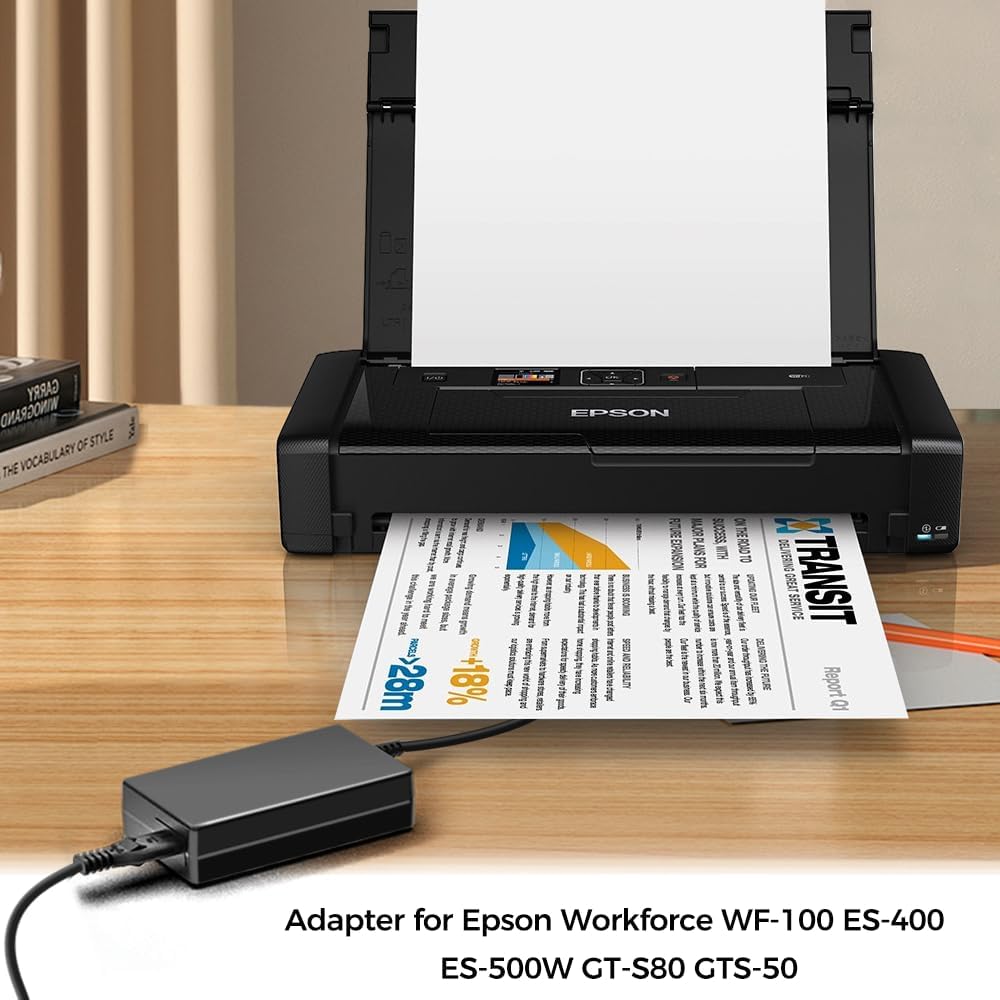 A472E V600 24V Printer Adapter Power Cord Compatible with Epson Workforce ES-400 ES-500W WF-100 GT-S80 DS-510 GT-S50 GT1500 Perfection V550 V500 V700 V750 V800 Scanner A221B A291B A171E Charger
