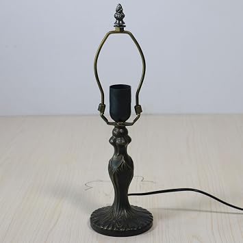 Tiffany Table Lamp Base Replacement, 15" High Desk Light Only Roman Base Bronze Fit, 8" Tiffany Style Stained Glass Lampshade,Alloy