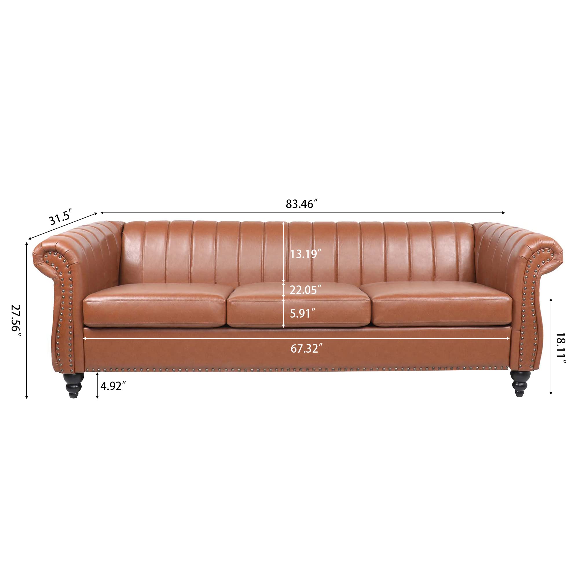 Amazon.com: PDNOSC 83.46in Chesterfield Sofa Leather Large Couch