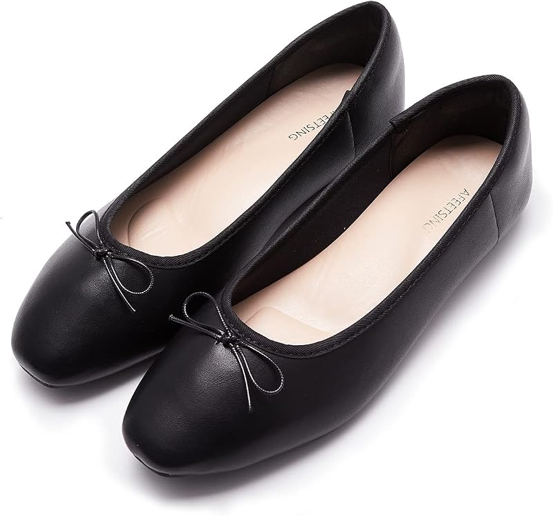 Zapatos planos de ballet con punta redonda para mujer, cómodos, con lazo, para mujer
