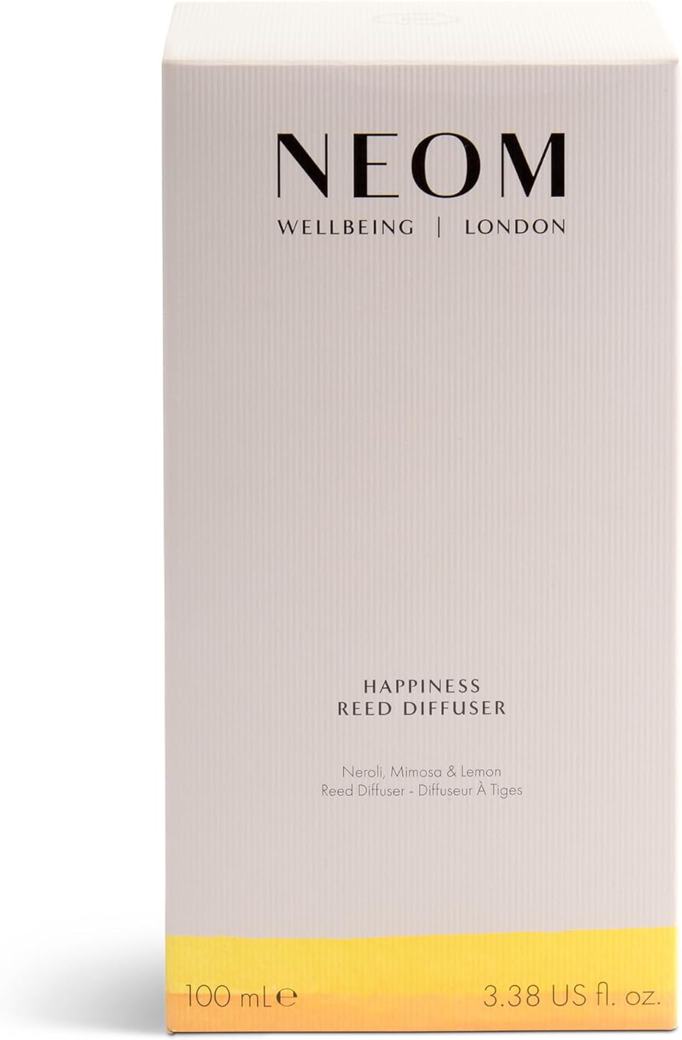 NEOM Happiness Reed Diffuser, 100ml | Neroli, Mimosa & Lemon I Lasts 12 Weeks I Pure Essential Oils I 100% Natural I Refillable & Reusable