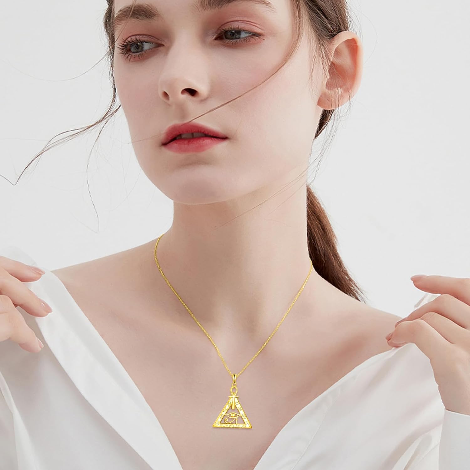 YFN Eye of Horus Necklace Sterling Silver Egyptian Pendant Necklace Egypt Jewelry Gifts for Women Mom - Image 2