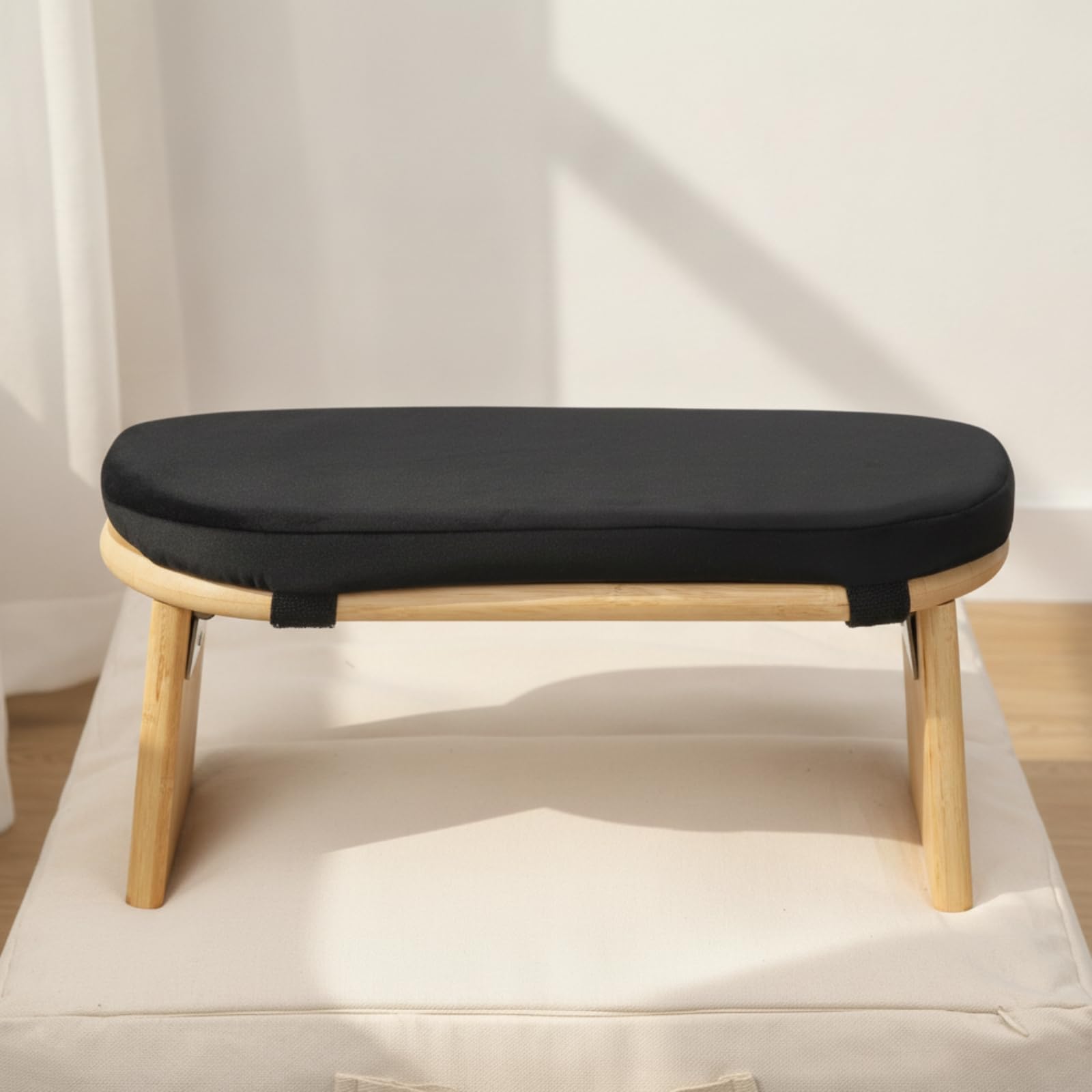 Meditazione Sgabello Cuscino Seduta in bambù con Top Imbottito E Cinghie di Rinforzo Postura Corretta per Sedute Lunghe Manutenzione Facile con, Grigio Scuro