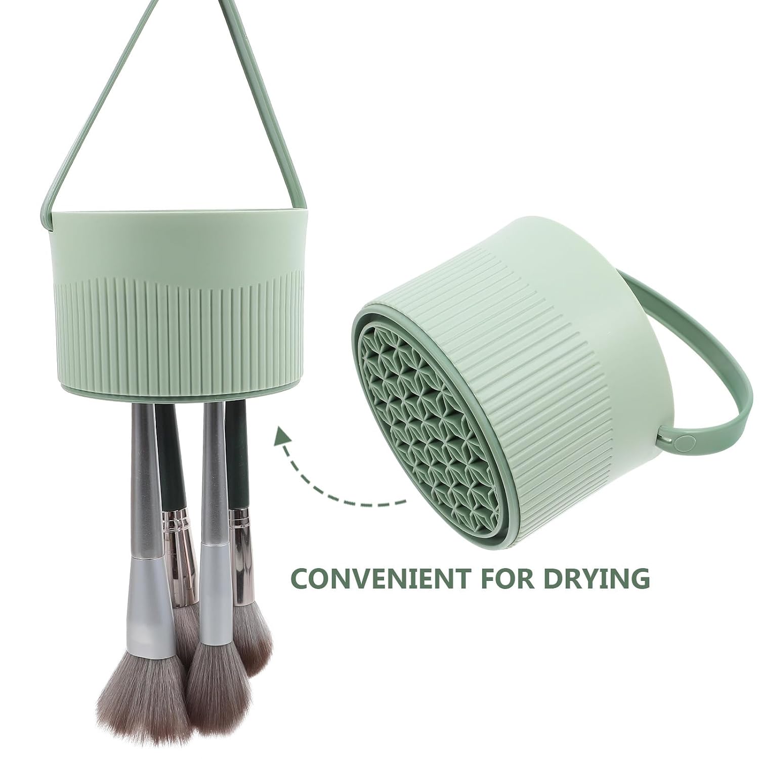 Silicone Makeup Brush Cleaner Bowl Green Multifunctional Brush Cleaning Tool with Holder for Deep Cleaning Suitable for Professional and Home Use