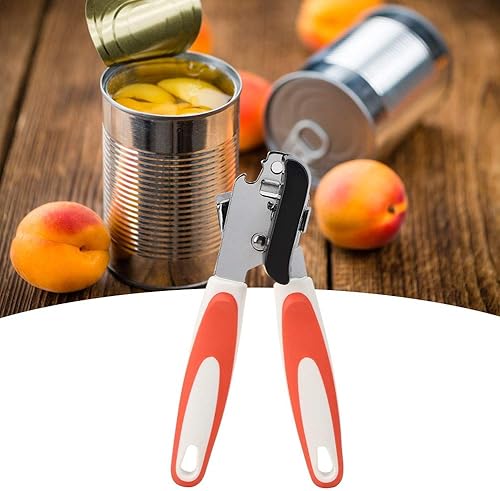 Miniatura 4 de Fdit Abrelatas multifunción naranja y negro, de acero inoxidable, manual de seguridad, abrelatas de lata, de mano, prácticos, utensilios de cocina