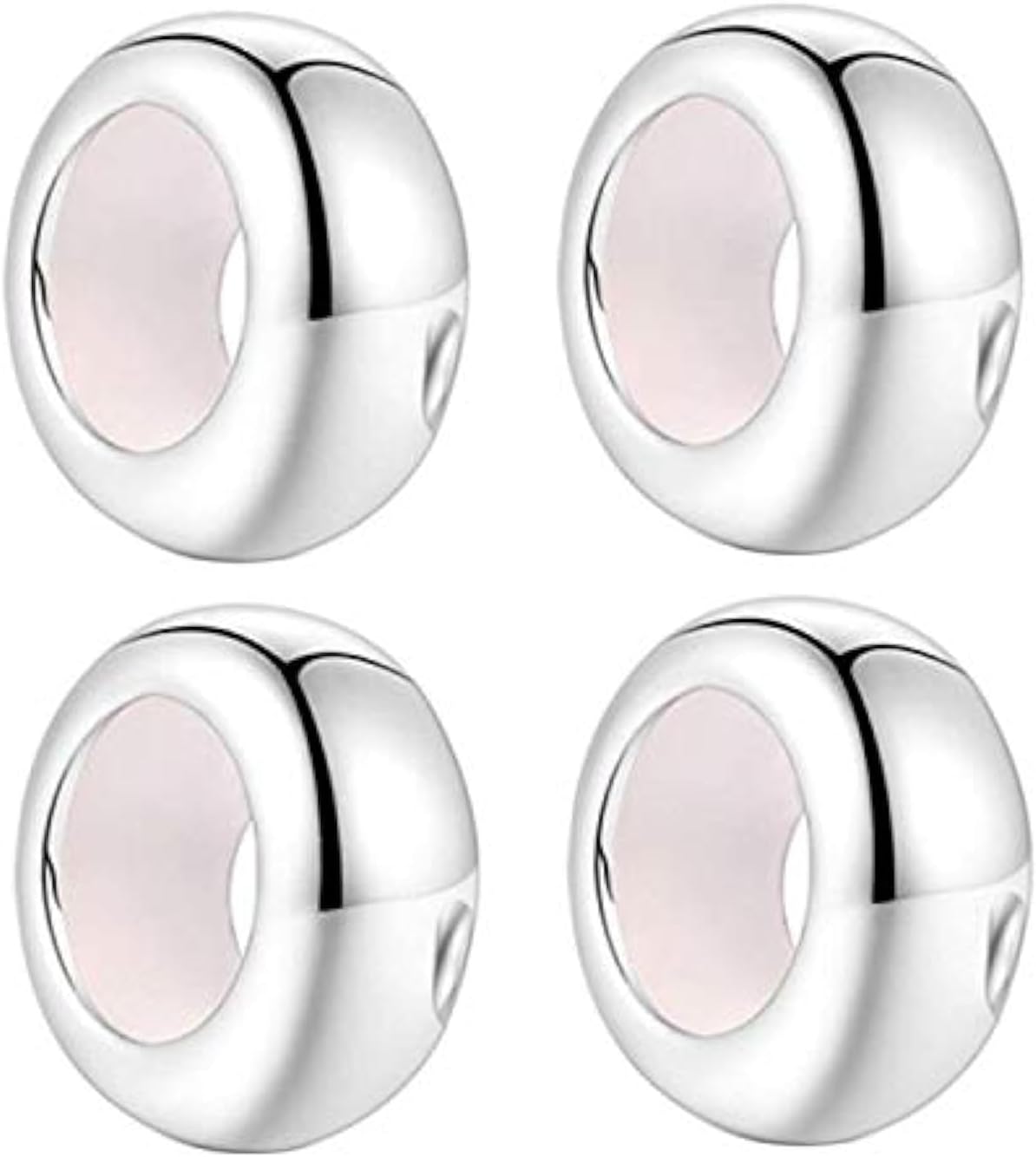 Clip Stopper Charms Sterling Silver Rondelle Spacer Bead Charm Stopper Charm for Pandora Charm Bracelets