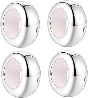 Clip Stopper Charms Sterling Silver Rondelle Spacer Bead Charm Stopper Charm for Pandora Charm Bracelets