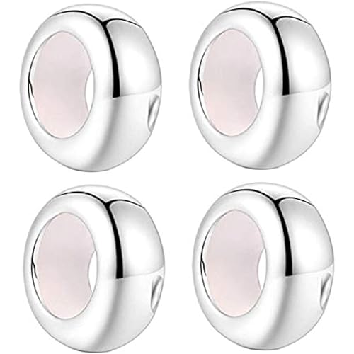 Clip Stopper Charms Sterling Silver Rondelle Spacer Bead Charm Stopper Charm for Pandora Charm Bracelets