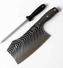 Machado Forging Serbian Chef Knife Set - 12" Full Tang High Carbon Clad Steel Butcher Cleaver with Knife Sharpener - Perfect for Vegetables, Fish, Meat - Ideal for Kitchen, Hotel, Restaurant