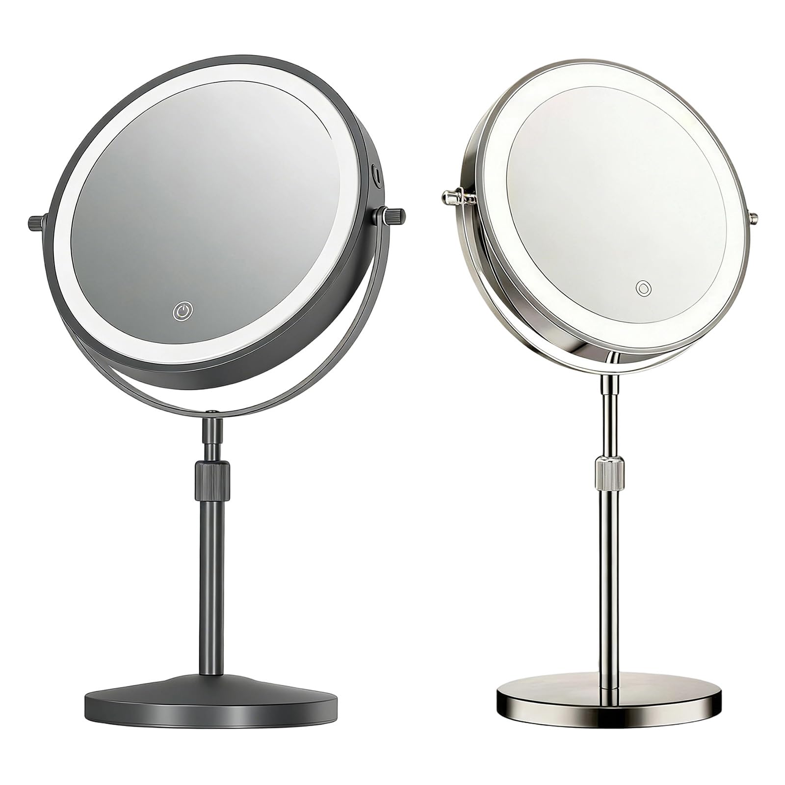 Miroir de maquillage éclairé par LED avec hauteur et grossissement latéral pour des cosmétiques impeccables Miroir réglable en hauteur