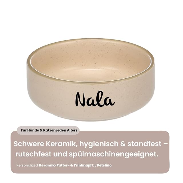 Foto 3 de 8 de Personalizable Cuenco para Perro de cerámica 1500ml (L) Beige - Pesado y Antideslizante - para Perros Grandes