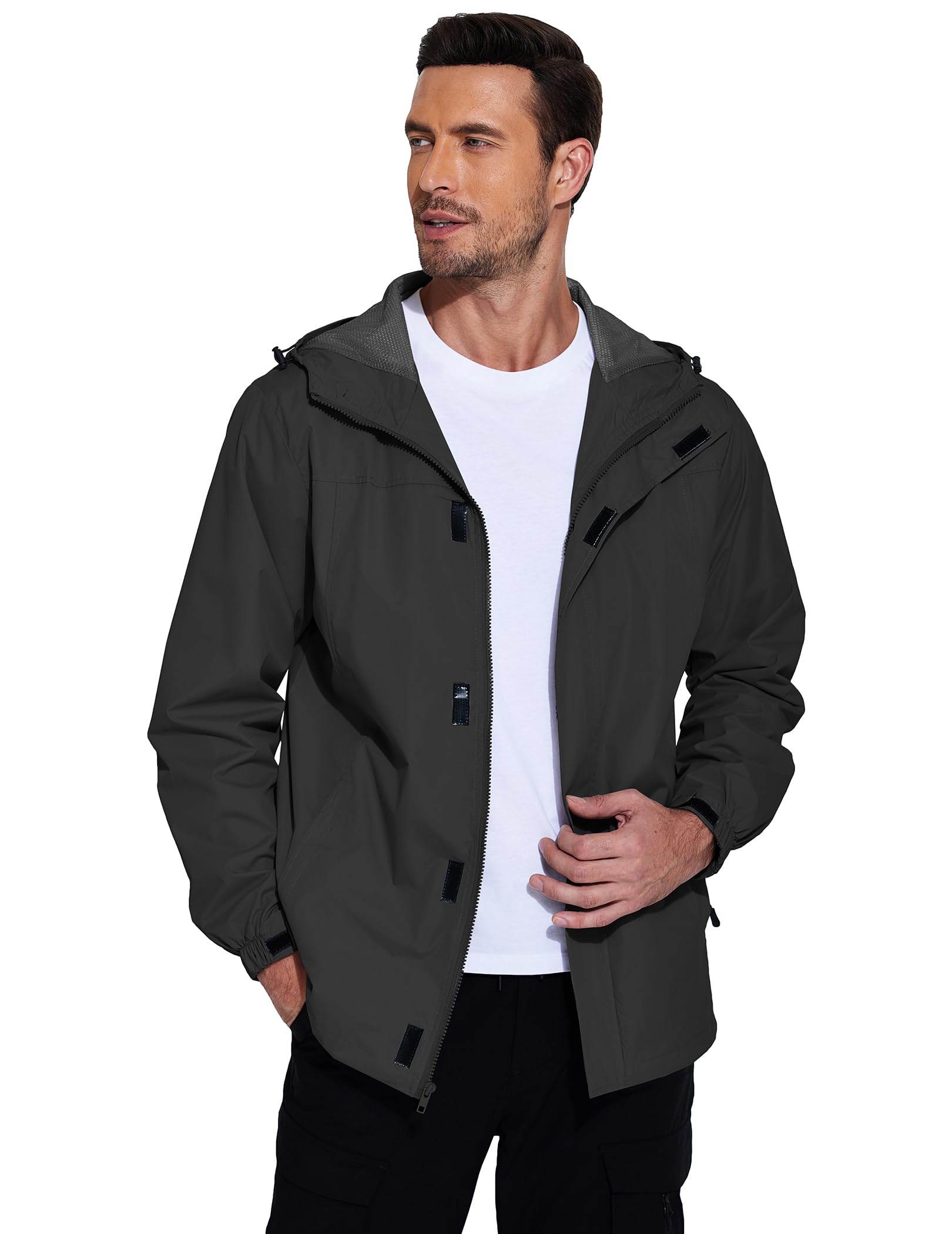 COOFANDY Veste de pluie imperméable pour homme avec capuche légère et pliable pour cyclisme, golf, voyage