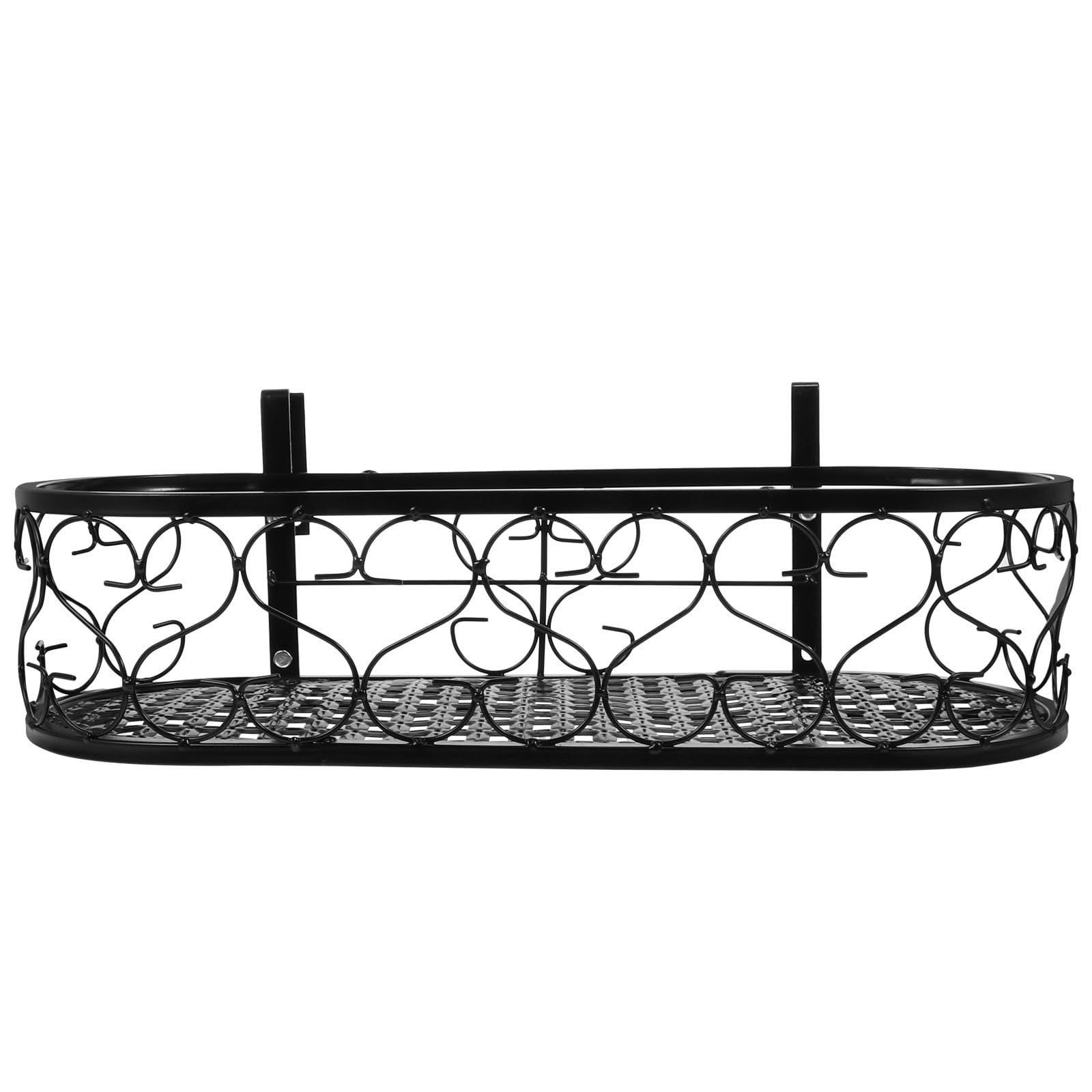 Blumenkasten Halterung für Geländer Hängendes Pflanzenregal aus Eisen Schwarz Stabil und Formfest für Balkon und Garten