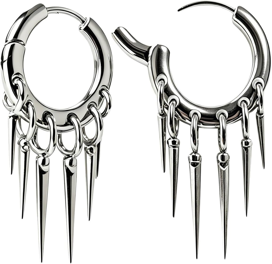 Goth Earrings Alt Spike Tassel Stainless Steel Dangle Drop Hoop Emo Punk Grunge Rock Y2k Gothic Earrings for Women Men