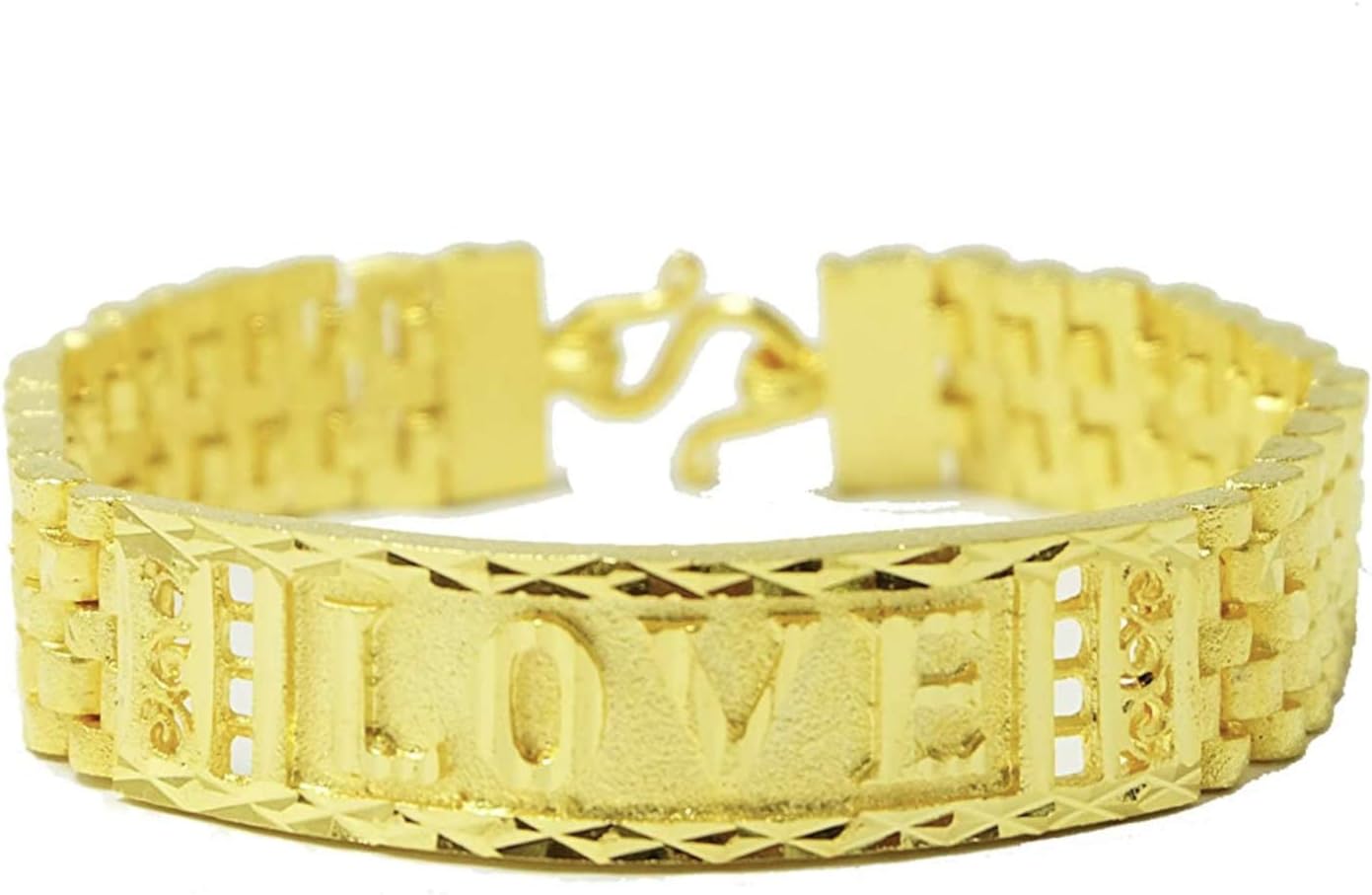 Gorgeous Hip Hop 22k 24k Yellow Gold Plated Gp Women Men Thai Love Bracelet Chain Link