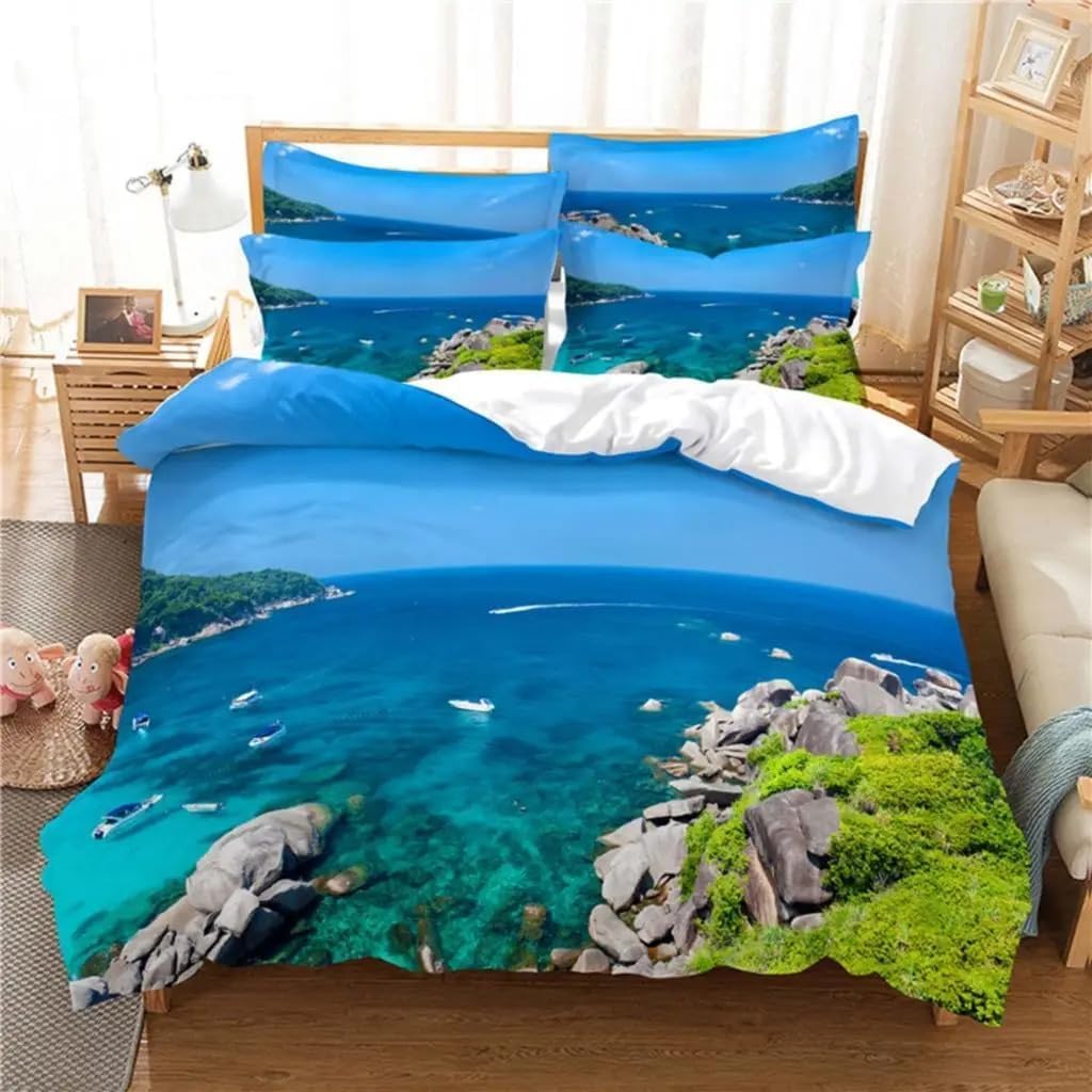 Housse de couette 200x200 confortable anti-plis pour lit adulte deux places