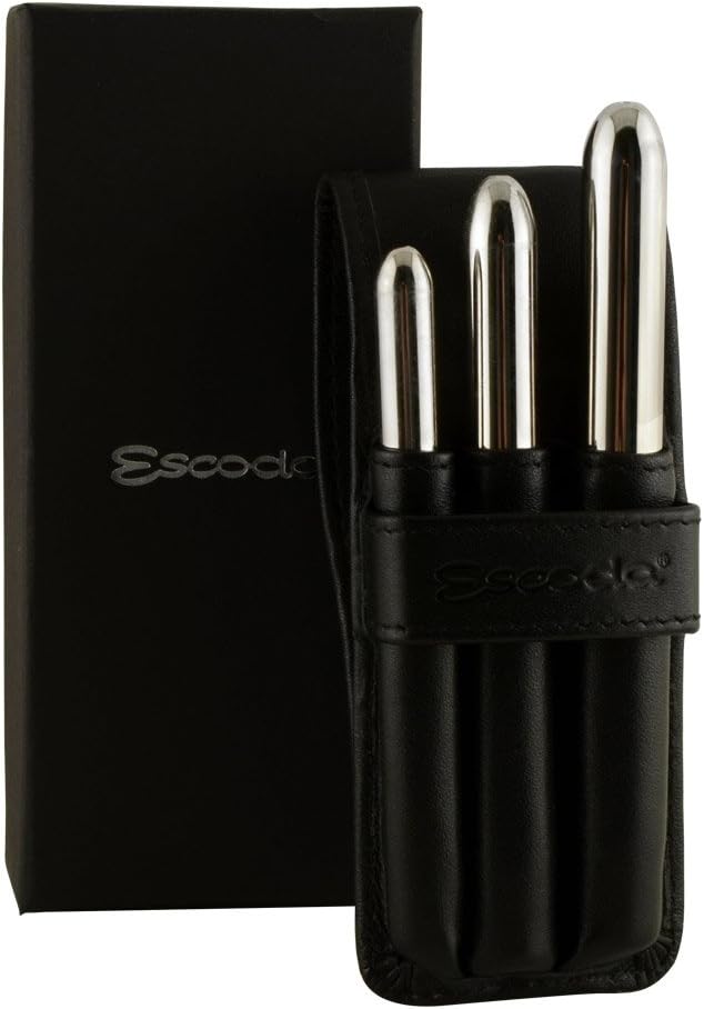 Escoda 1526/3 Ultimo Series Artist Watercolor Travel 3 Brush Set in Black Synthetic Leather Wallet, Synthetic Squirrel