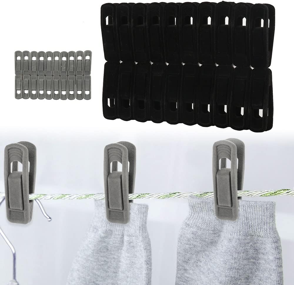 Velvet Hangers Clips Strong Finger Clips Perfect for Thin Velvet Hangers (Beige, 20) - Image 3
