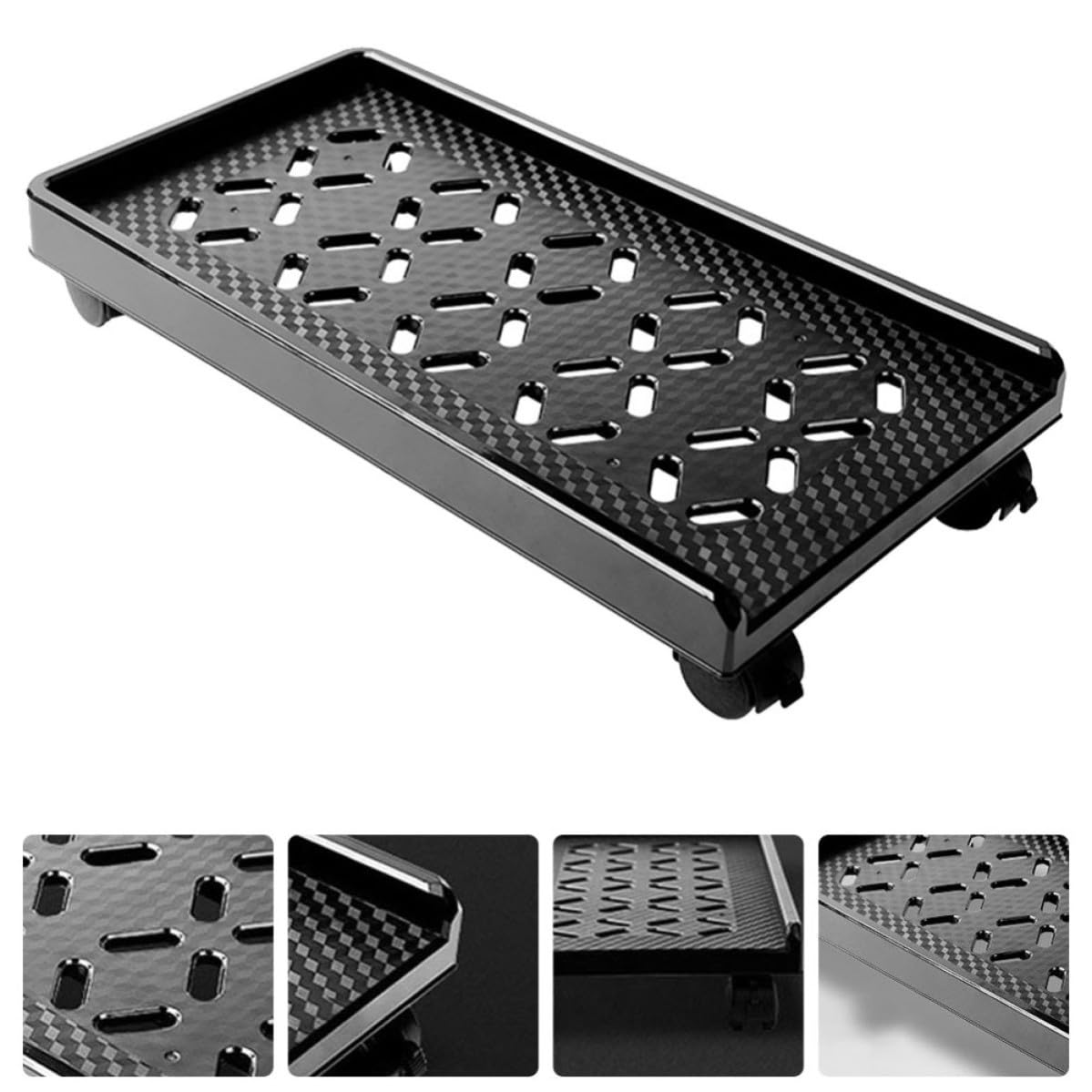 VANZACK Soporte Rodante y Columna Reforzada para CPU con Diseño de Esquinas Redondeadas y Ruedas con Freno, Base de Abs con 5 Orificios Radiantes para Oficina