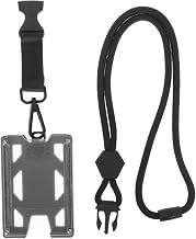 Operitacx Adjustable Work Badge Holder with Lanyard Anti-Scratch Id Card Protector Sleeve for Student and Employee Cards Versatile Badge Keeper for Office School and Outdoor Use Black