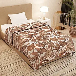 Story@Home Polyester Single Size Super Soft Light Weight Leaf Luxe Blanket for All Season (86x62 inch, Dark Brown)