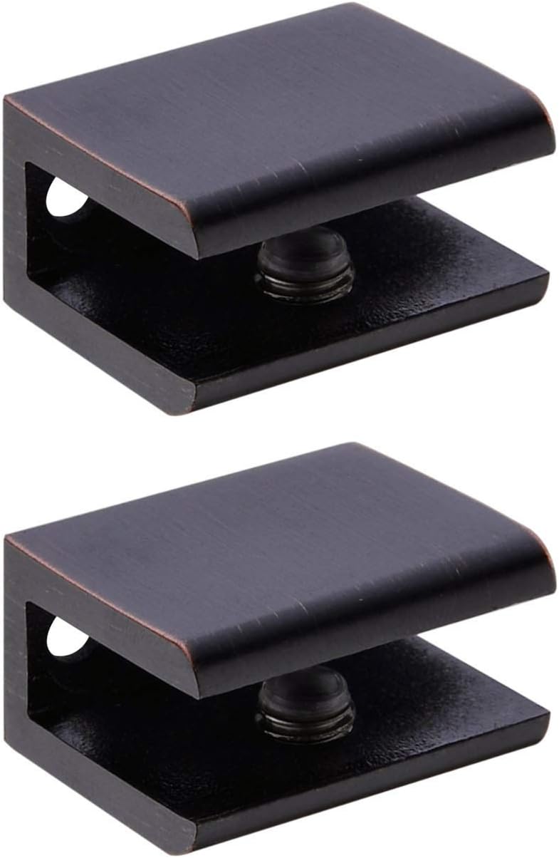 Orhemus 2pcs Adjustable 304 Stainless Steel Glass Clamp Clip Shelf Brackets Holder Support 0.23"-0.35", Oil Rubbed Bronze Finished Heavy Duty