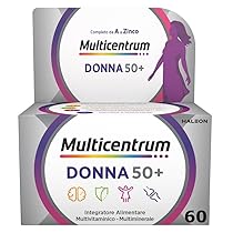 Multicentrum Donna 50+ Integratore Multivitaminico completo, con Magnesio, Vitamina A, D, B12, Calcio, per combattere stanchezza e affaticamento per Donne oltre 50 anni, 60 Compresse