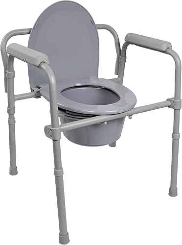 McKesson Silla plegable con cubo de 7.5 cuartos de galón, capacidad de peso de 350 libras, ancho de asiento de 13 1/2 pulgadas, altura ajustable, 1