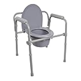 McKesson Folding Commode Chair with 7.5 qt Bucket, 350 lbs Weight Capacity, 13 1/2 in Seat Width, Adjustable Height, 1 Count