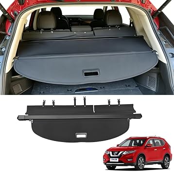 Retractable Rear Trunk Cargo Cover Compatible with Nissan Rogue SV S SL 2014-2019 2020 Security Shade Shield Tonneau Cover Anti-Peeping Luggage Privacy Screen with Extra Canvas Cover