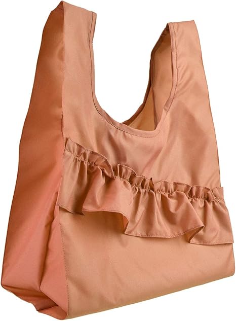 Amazon Co Jp Laluice ラルイス フリルエコバッグミニ サイズ 40 28 15cm オレンジ シューズ バッグ