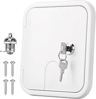 RVGUARD RV Access Door, RV Electric Cord Power Cord Hatch Cable Cover White for Hatch Cord Replacemet, 6-1/2" H x 6" W