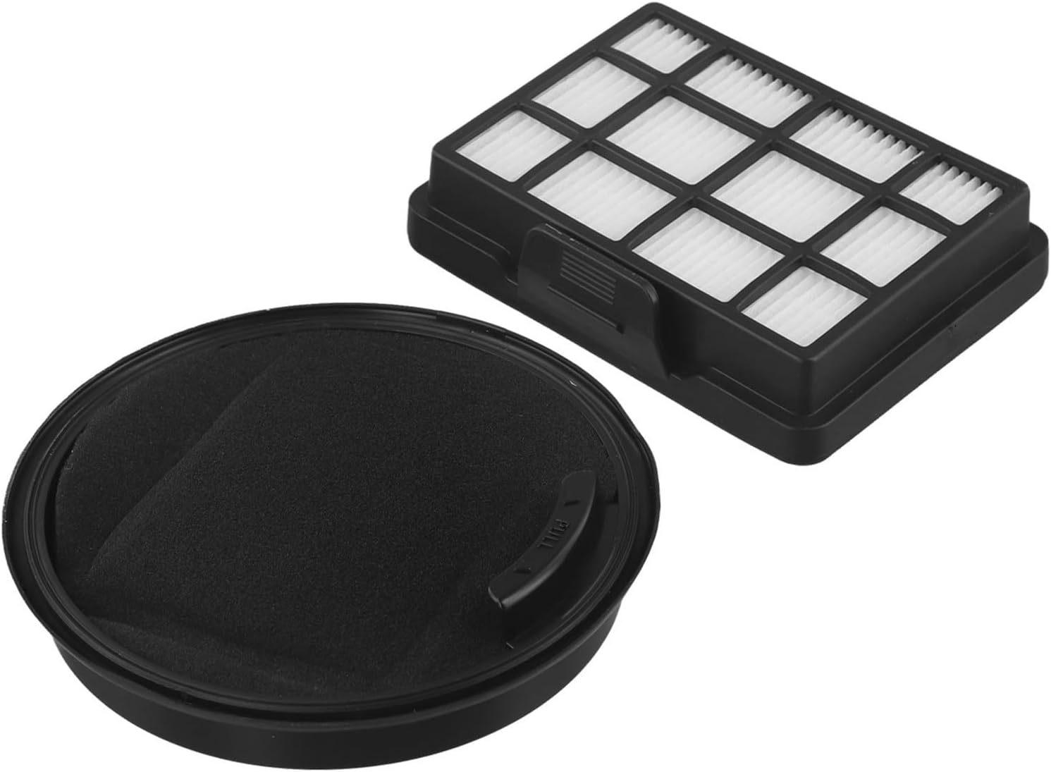 AugustknowU HG07375 Filter Set, showing both the rectangular pleated filter and the round foam filter.
