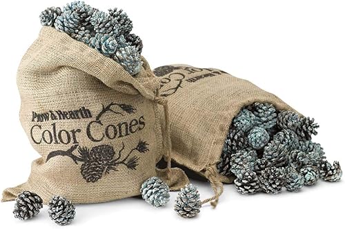 Vista 8 de Piñas de colores para chimenea Plow & Hearth, piñas de pino con llama cambiante de arcoíris para alegría navideña, accesorios para quemar con centro