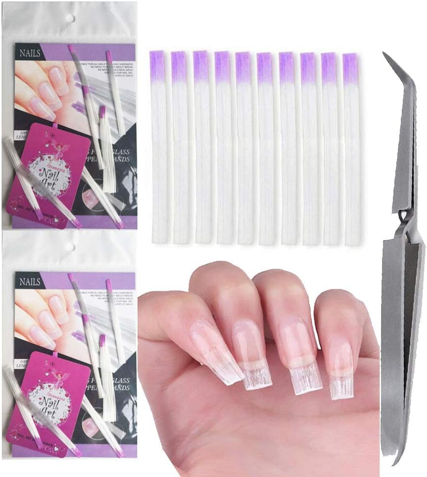 40pcs Nails Extension Fiberglass Acrylic Builder Tips, Shape Clamp, 3 Sheet Sticker Decal DIY Nail Art Design Tools (Bi025)