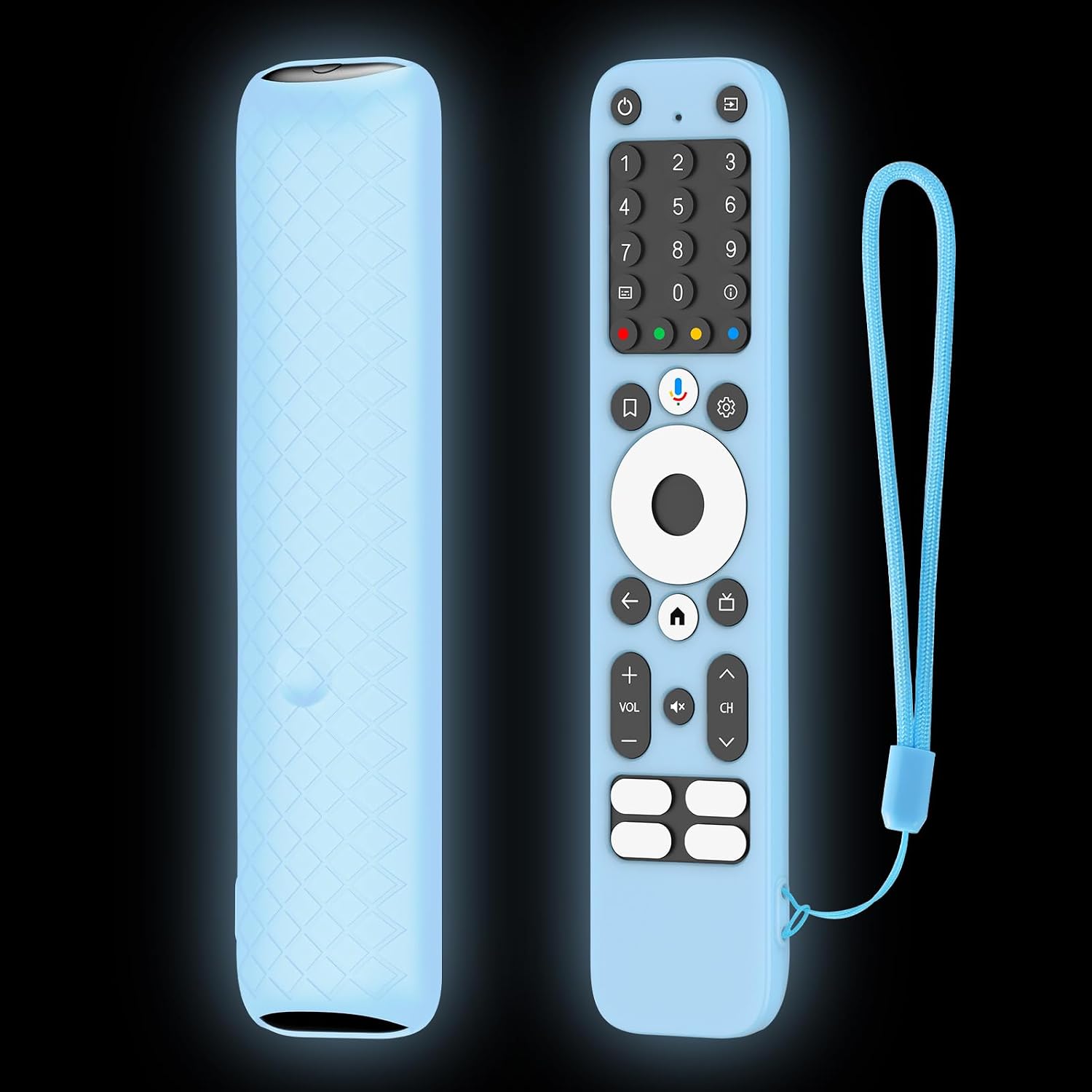 Soft Silicone Case Sleeve for Homatics Box R 4K Remote Controller Protective Cover Non-Slip Texture Shell (Luminous Blue)