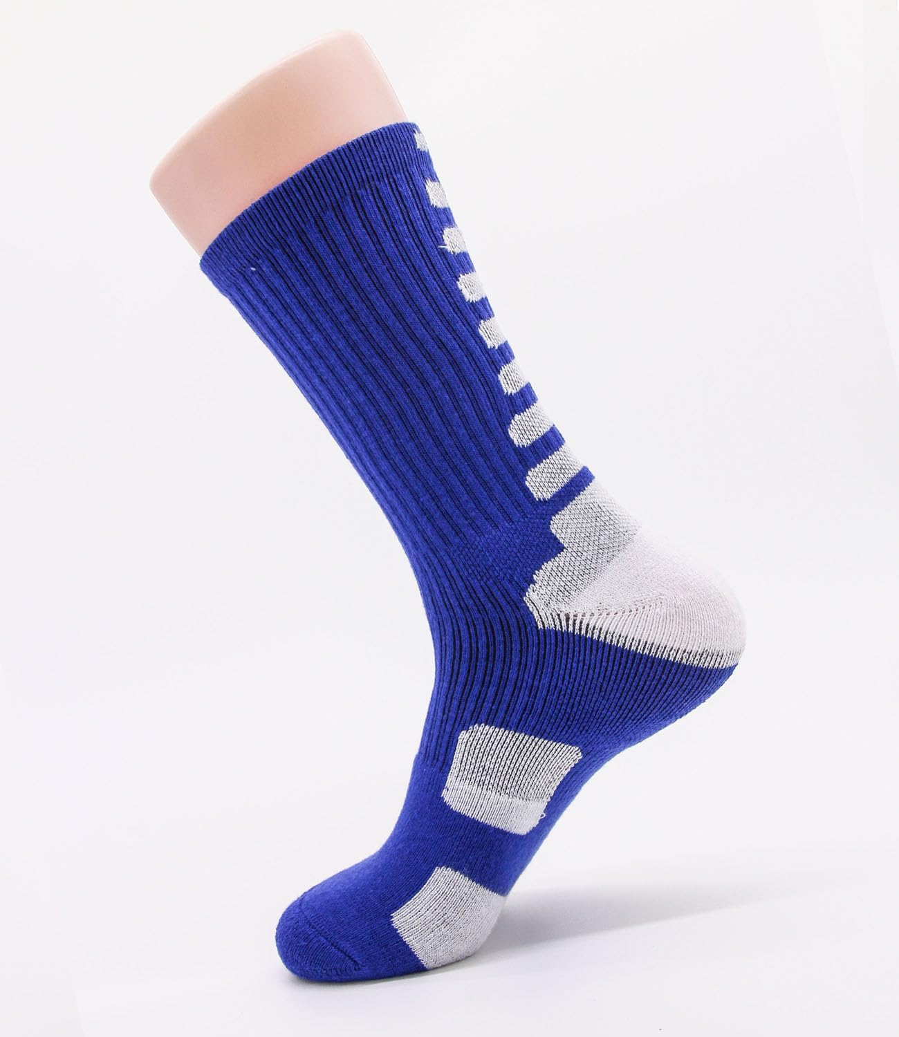Men's Basketball Socks Cushion Athletic Crew Football Socks for Women's Youth Boys Royal Blue - Image 2