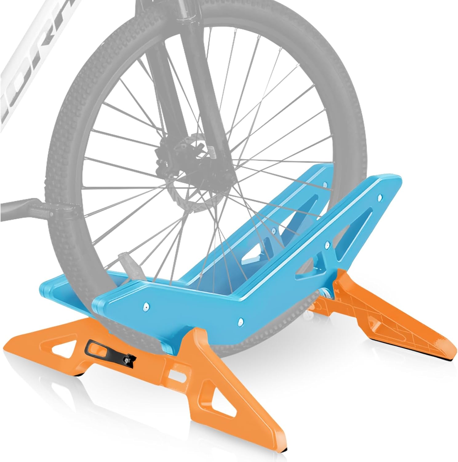 Adjustable Bike Floor Stand for 16"–29" Mountain & Road Bicycles, Foldable and Portable, Ideal for Indoor & Outdoor Garage Storage (Blue)