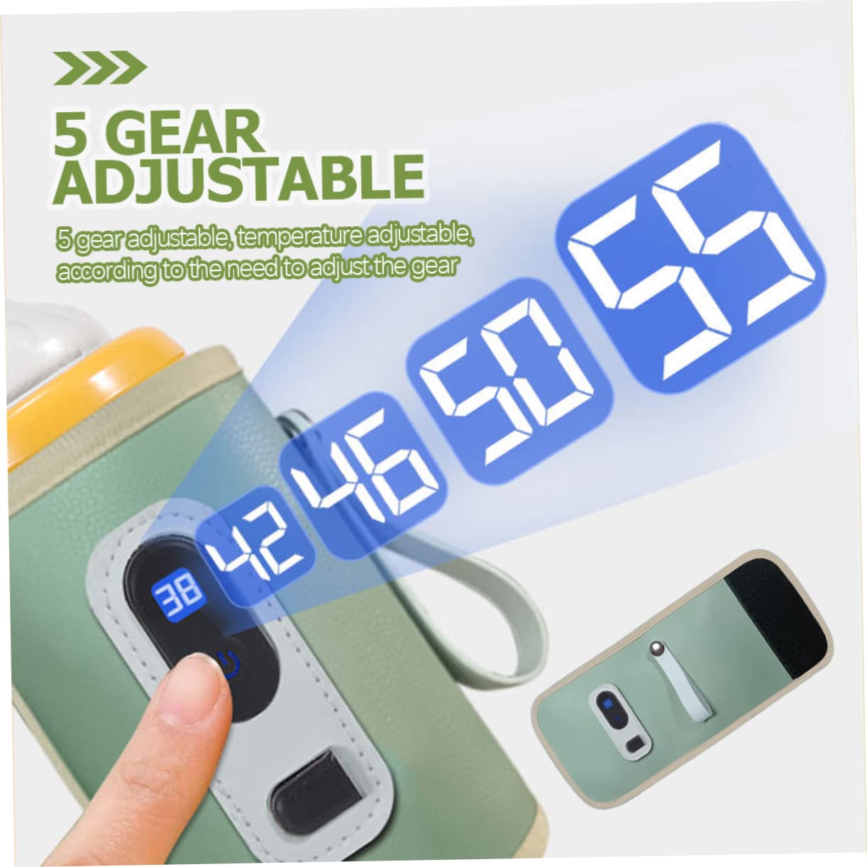 Portable USB Baby Bottle Warmer Pouch for Travel Insulated Thermal Bag Adjustable 5-Level Temperature Control for Outdoor Use and New Parents Random Color